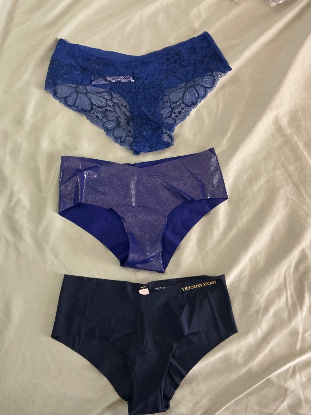 Victoria’s Secret lot of 3 dark blue no-show panties